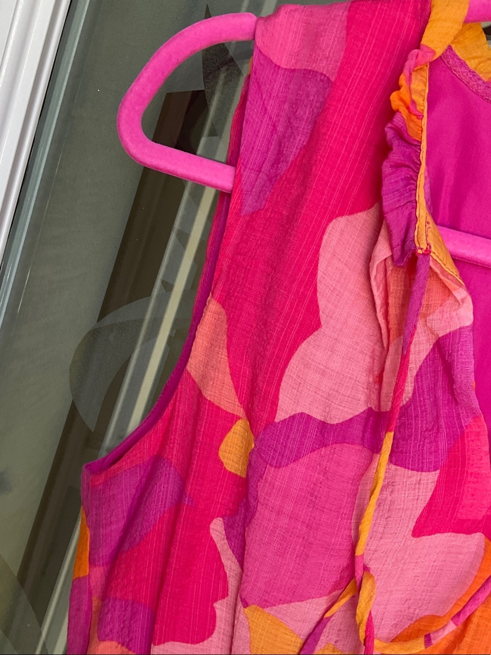 Sleeveless Pink & Orange Printed Tiered Maxi Dress - Picture 3 of 3